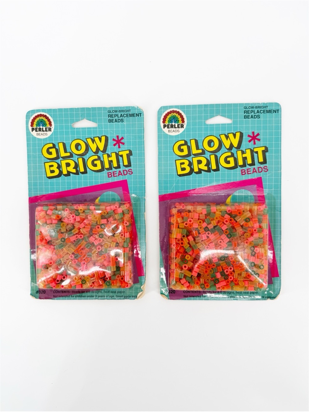 2 Vintage Perler Glow Bright Beads NOS